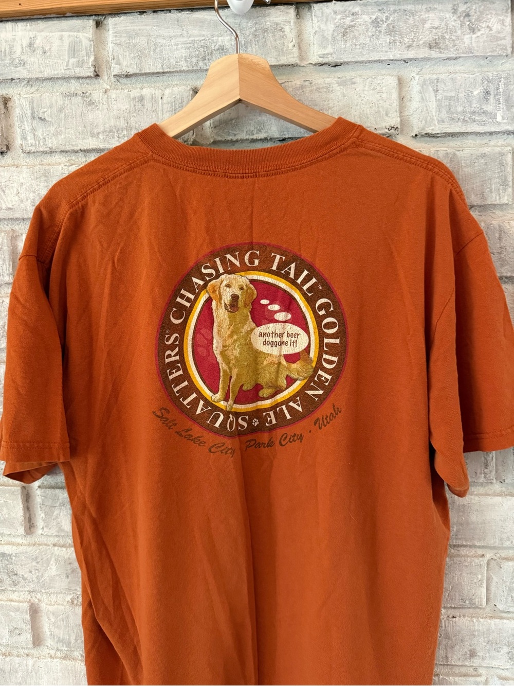 Anvil Men's Short Sleeve Tee in Rust Orange with Script